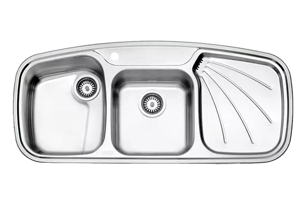 سینک دو لگنه توکار استیل البرز مدل 614/52 با جا مایع استیل